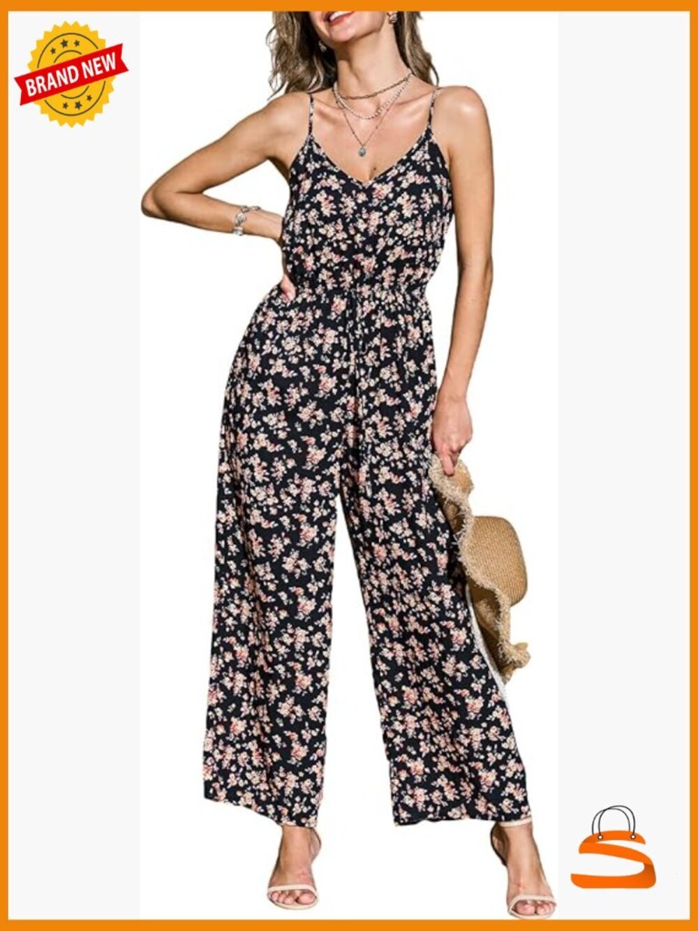 Sleeveless Floral Print Wide Leg Jumpsuit Casual Summer